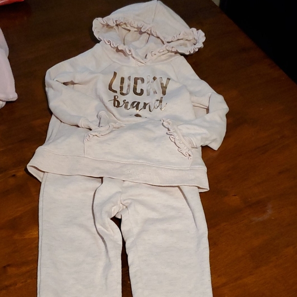 Lucky Brand Sweatsuit 24 Months Toddler Girls Pink - Picture 2 of 10